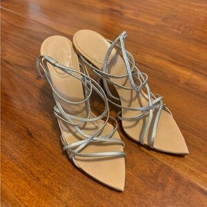Gucci Silver Strappy Slingback Heels